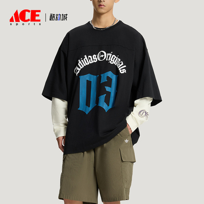 Adidas/阿迪达斯正品三叶草男士透气运动时尚字母短袖T恤KT3039
