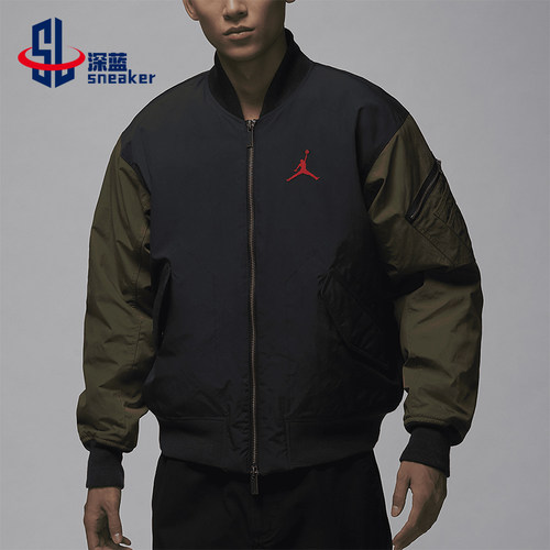 耐克男士运动拼接印花保暖棉服