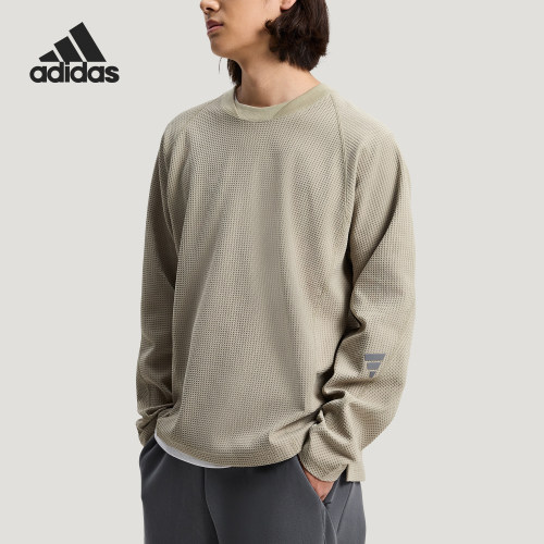 Adidas/阿迪达斯正品2026男士针织透气宽松经典T恤运动长袖KW0111