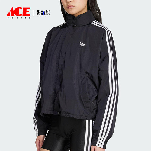 Adidas/阿迪达斯正品三叶草女士运动立领日常三条纹外套JX1451