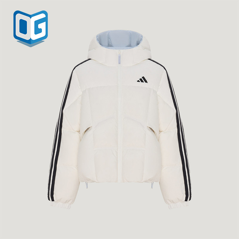 Adidas/阿迪达斯正品新款女士拒水保暖条纹防风羽绒服KW4725