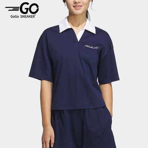 Adidas/阿迪达斯正品2025夏季款女士短款经典翻领休闲T恤JZ5845