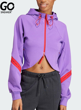 Adidas/阿迪达斯正品2026春季款女士日常连帽拼接修身外套IU0171