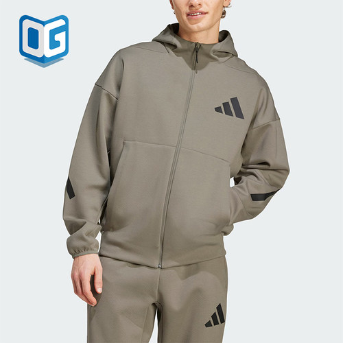 阿迪达斯男士连帽宽松短款外套