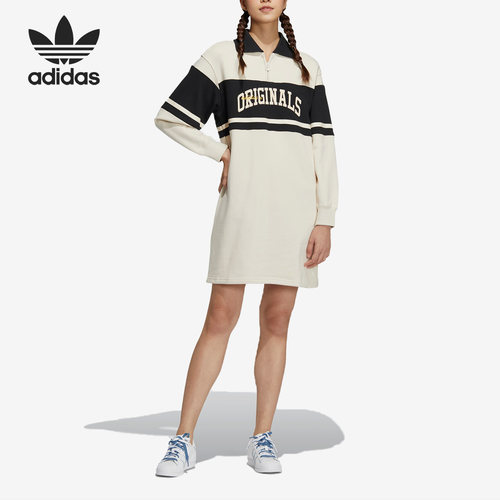 Adidas/阿迪达斯正品AU DRESS 女子运动翻领长袖连衣裙HY4178