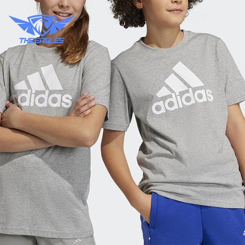 Adidas/阿迪达斯正品2025夏季款大童日常经典针织休闲短袖HR6379