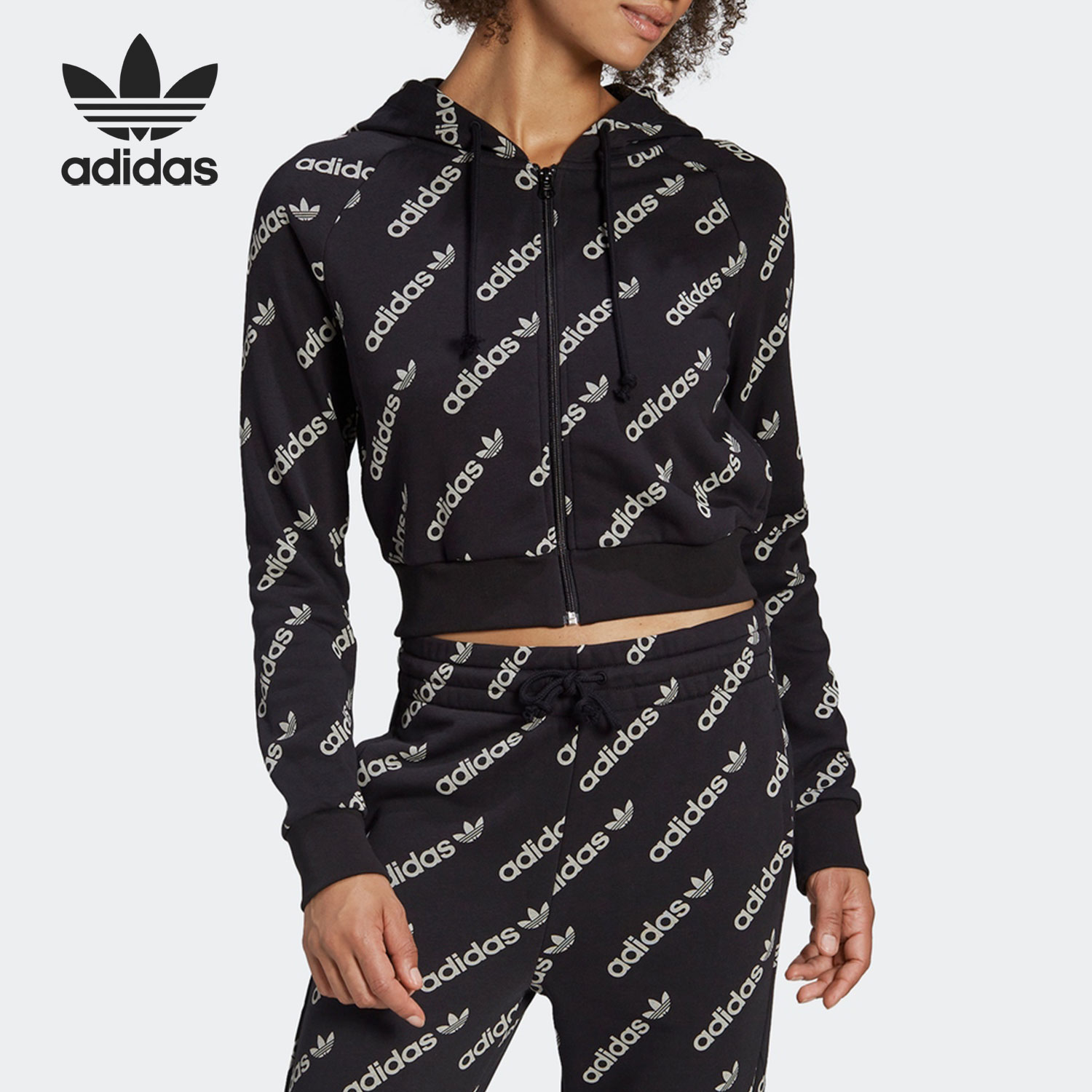 Adidas/阿迪达斯官方正品三叶草2021新款女子运动训练夹克HM4889