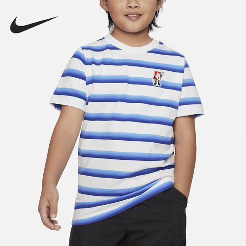Nike/耐克正品当季新款大童条纹运动短袖T恤FD0843-100