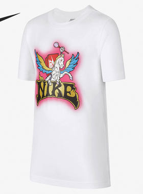Nike/耐克正品夏季新款大童运动独角兽印花短袖DR9722-100