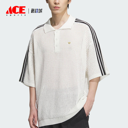 Adidas/阿迪达斯正品三叶草男士运动宽松休闲透气翻领短袖KF0403