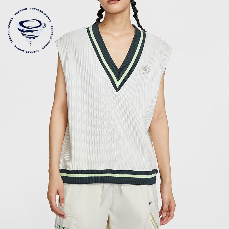 Nike/耐克正品Sportswear女士休闲宽松针织V领背心T恤IM7483-133