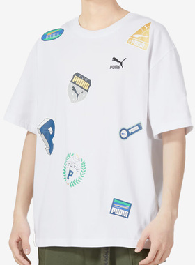 Puma/彪马正品秋冬季新款多LOGO休闲透气圆领男女短袖623248-02