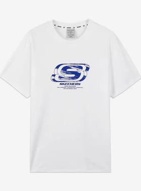 Skechers/斯凯奇正品2023夏季休闲针织圆领男女运动短袖T恤