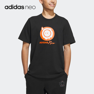 休闲运动圆领短袖 Adidas 男女同款 新款 T恤IK6024 阿迪达斯正品