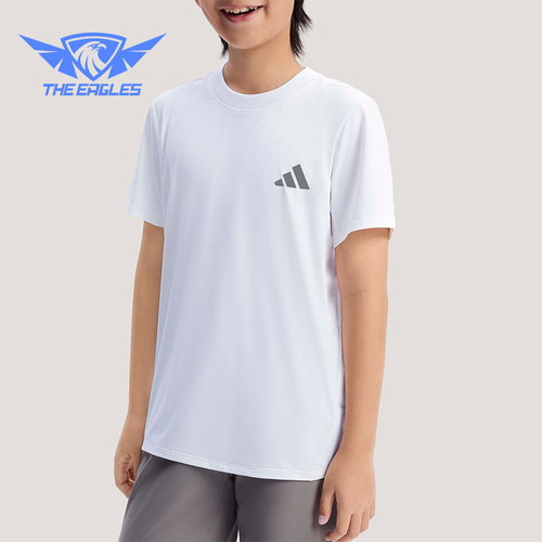 Adidas/阿迪达斯正品2026春季儿童圆领简约亲肤运动休闲T恤KG5982