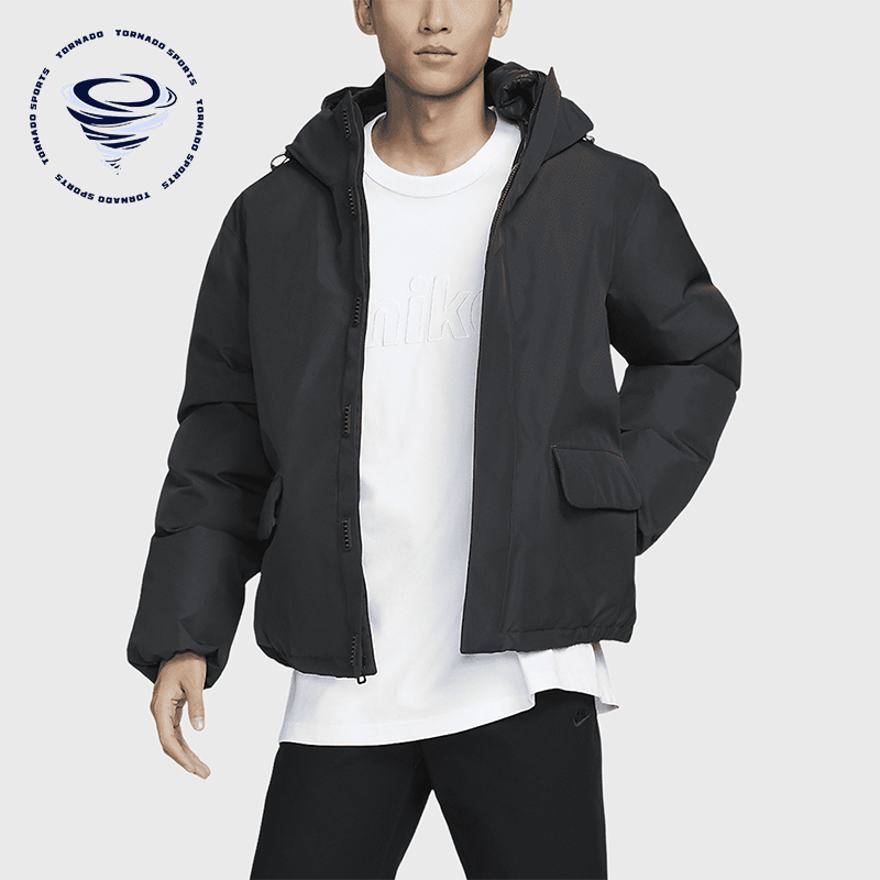 耐克男士保暖宽松连帽户外棉服
