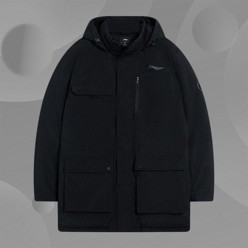 Lining/李宁正品羽毛球系列男子鸭绒绒子含量70%中羽绒服AYMS211