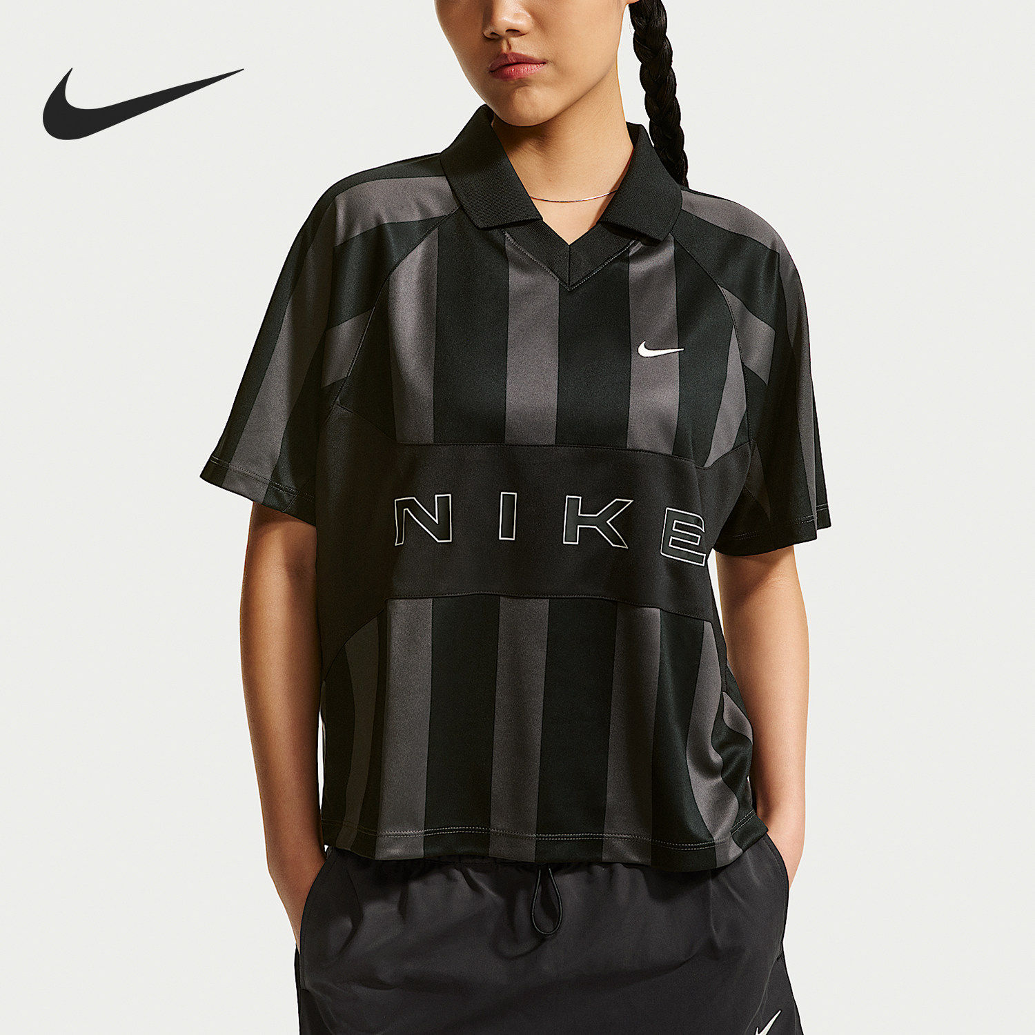Nike/耐克正品夏季女士印花休闲宽松翻领短袖T恤IO0914-010