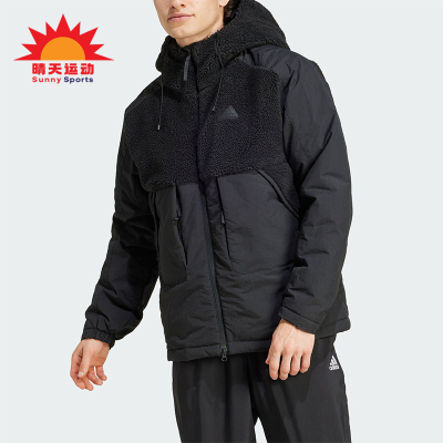 阿迪达斯男士连帽保暖时尚棉服