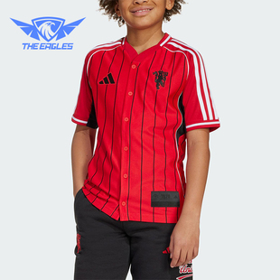 运动透气衬衫 MANCHESTER大童条纹美式 JN2908 阿迪达斯正品 Adidas