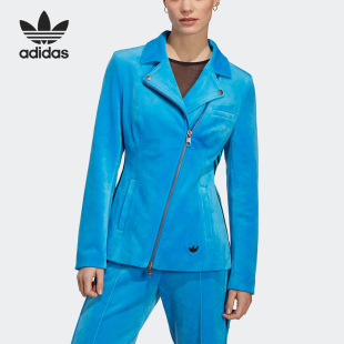 阿迪達(dá)斯官方正品 Adidas 三葉草女士不對(duì)稱(chēng)拉鏈翻領(lǐng)外套HM2056