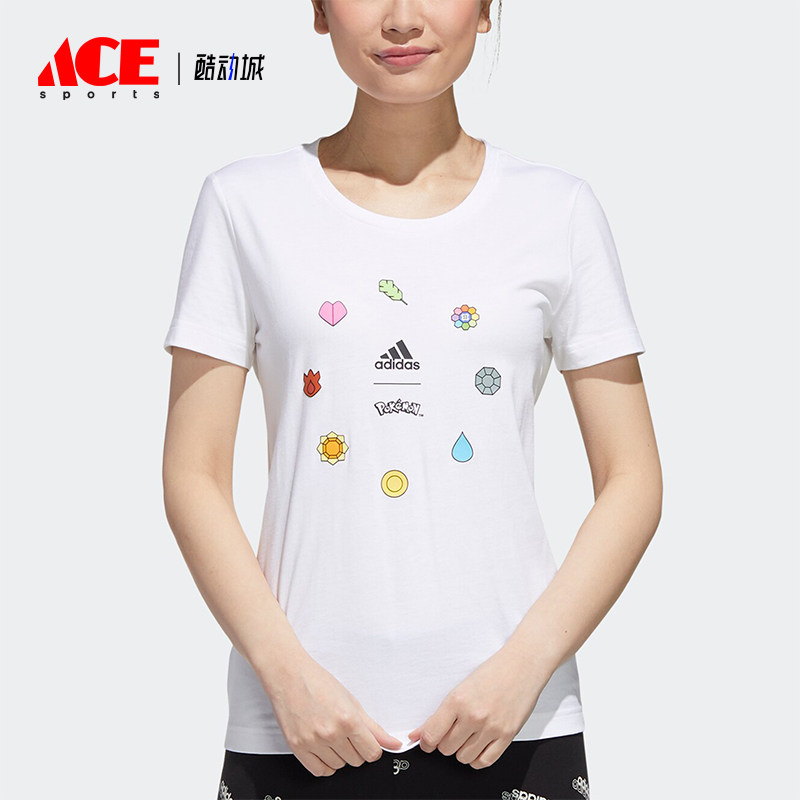 阿迪达斯女士圆领运动短袖