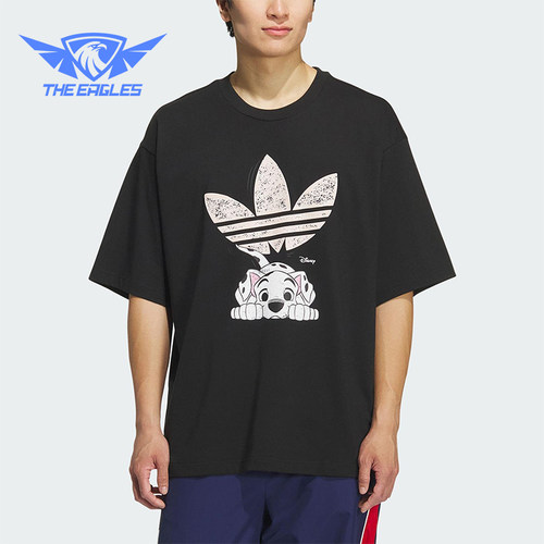 Adidas/阿迪达斯正品三叶草男士休闲宽松日常印花透气短袖KG6684