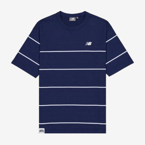 New Balance新百伦正品男款撞色条纹休闲运动短袖T恤NEE22231-NV