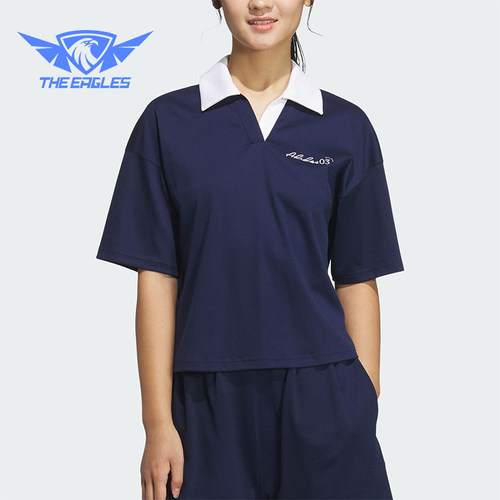 Adidas/阿迪达斯正品2025夏季款女士短款经典翻领休闲T恤JZ5845