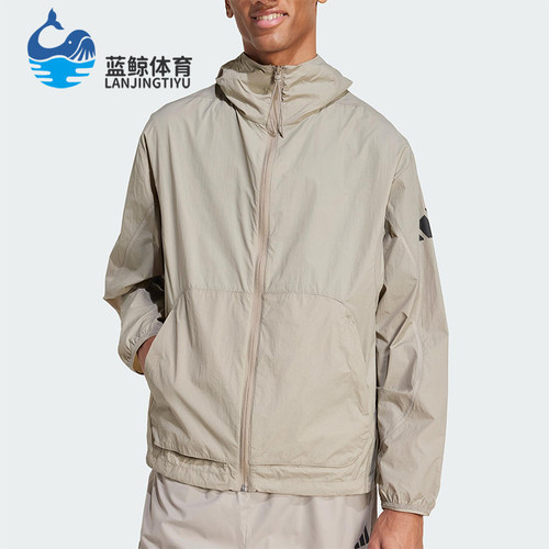 Adidas/阿迪达斯正品新款男士梭织休闲透气宽松连帽外套JF3293