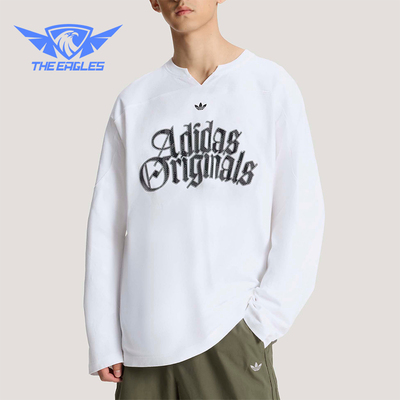 Adidas/阿迪达斯正品三叶草男士字母日常运动宽松长袖T恤KT3037