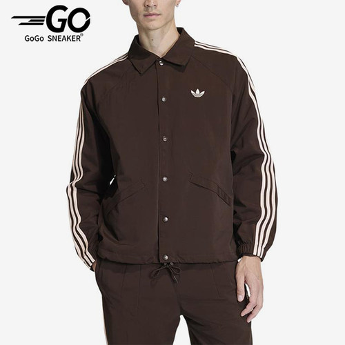 Adidas/阿迪达斯正品三叶草新款男棕色宽松夹克外套KE3595