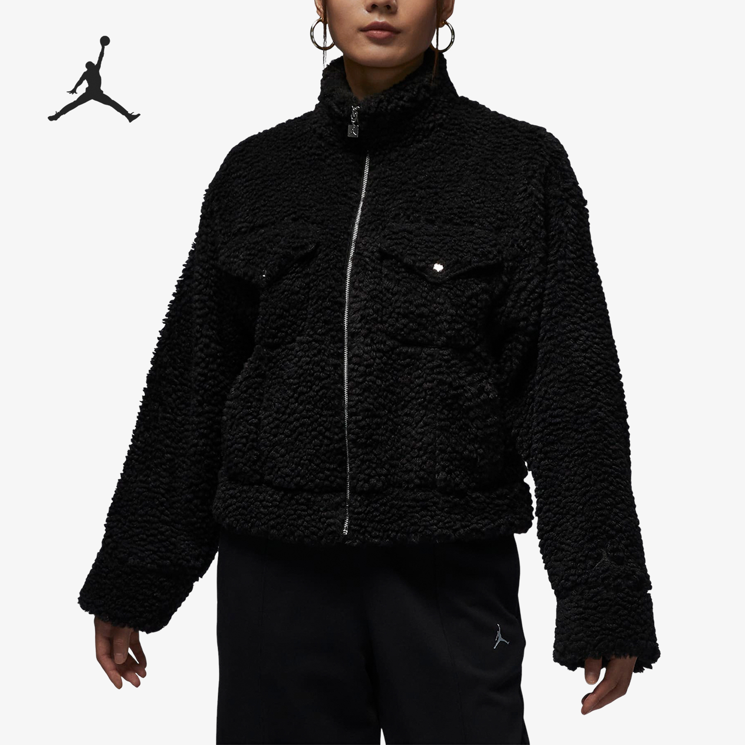 Nike/耐克官方正品JORDAN女士宽松休闲运动羊羔绒外套FD7169-010