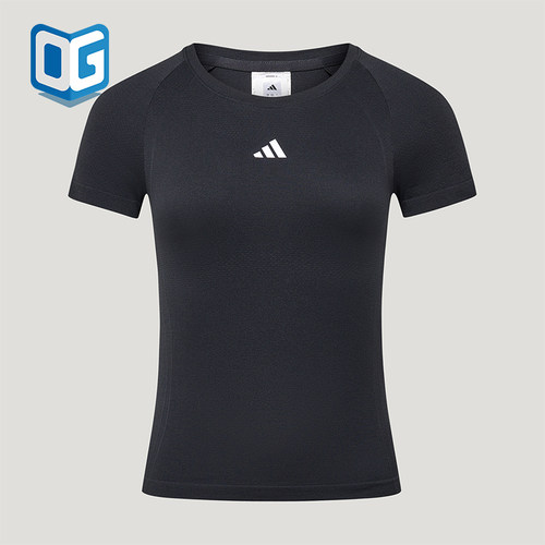 Adidas/阿迪达斯正品女士透气简约修身训练运动短袖T恤LF5031