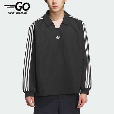 Adidas/阿迪达斯正品三叶草男女休闲翻领套头运动宽松长袖KF9602