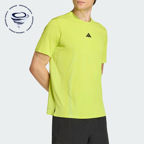 Adidas/阿迪达斯正品新款男荧光黄训练健身经典凉感短袖T恤KE5783