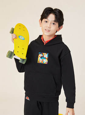 中国李宁男女亲子款时装周刺绣重磅针织连帽套头休闲卫衣YWDR549