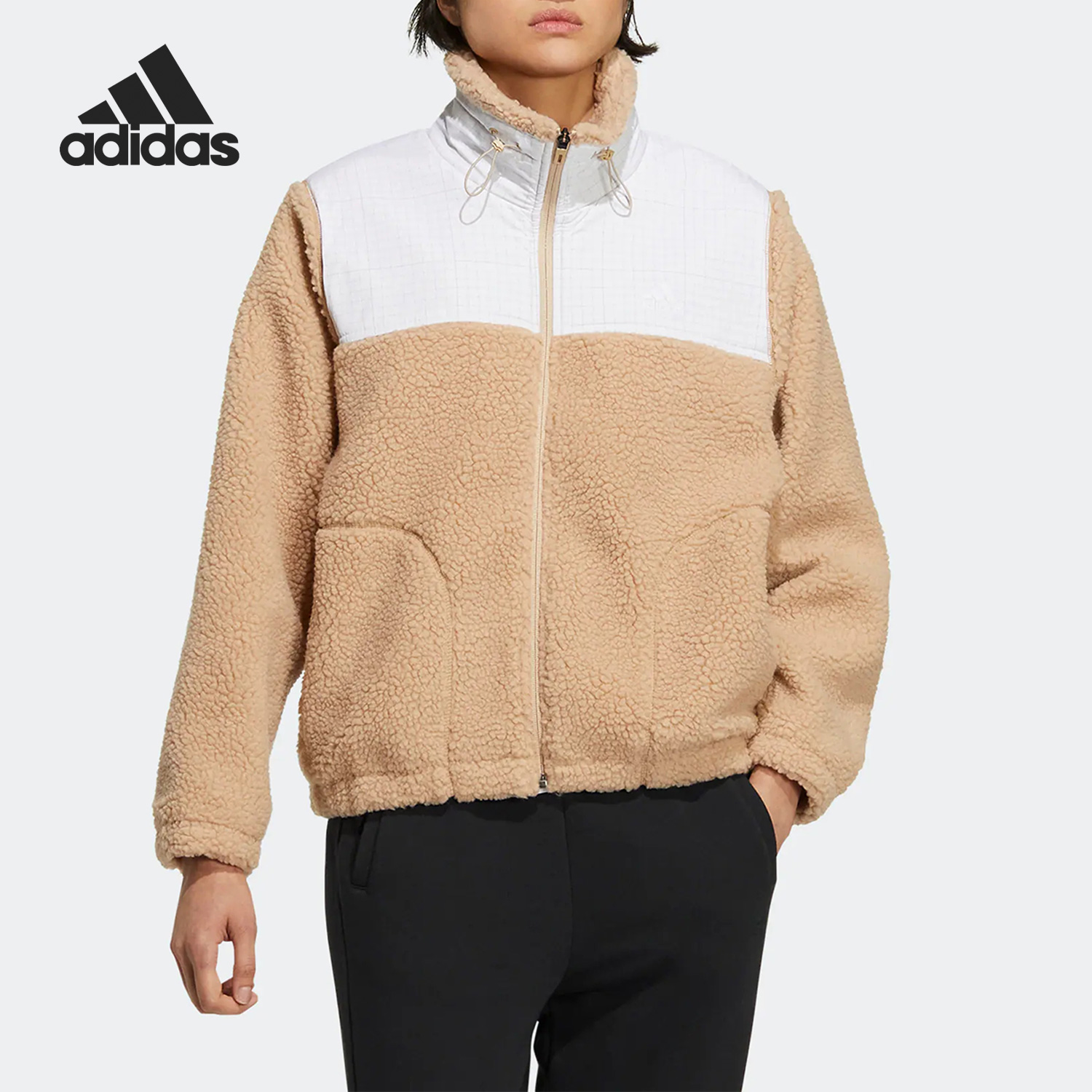 Adidas/阿迪达斯官方正品冬季新款女子仿羊羔绒运动外套HM7097