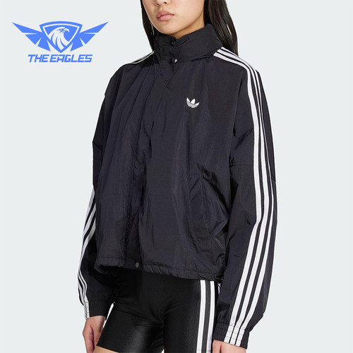 Adidas/阿迪达斯正品三叶草女士运动立领日常三条纹外套JX1451