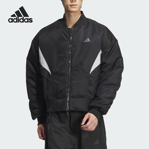 Adidas/阿迪达斯正品新款男士立领保暖拼接户外棉服JI8755