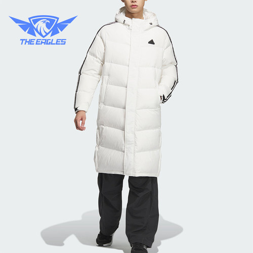 阿迪达斯男女保暖侧开排扣羽绒服