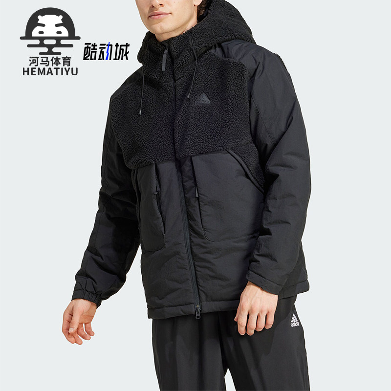 阿迪达斯男士连帽保暖时尚棉服
