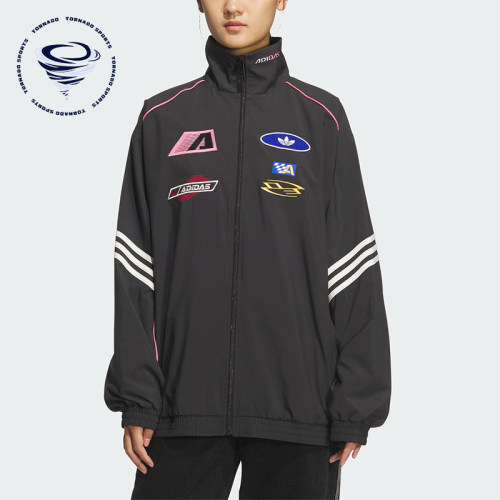 Adidas/阿迪达斯正品三叶草女士运动宽松立领赛车风外套KG6676