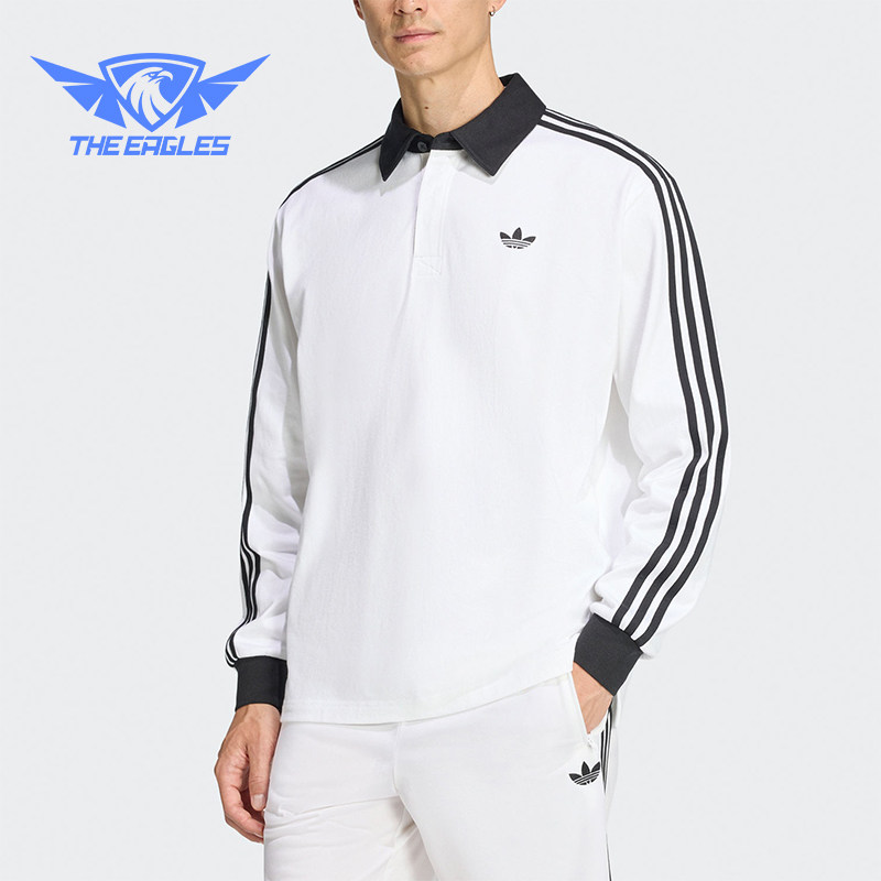 Adidas/阿迪达斯正品三叶草男士经典宽松翻领长袖POLO衫KE3575 - 实物图