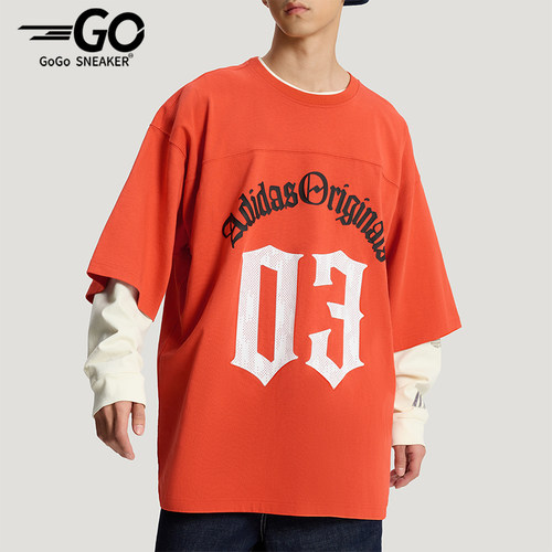 Adidas/阿迪达斯正品三叶草男士亲肤宽松个性时尚印花T恤KR0407