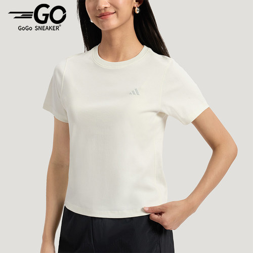 Adidas/阿迪达斯正品FAV TEE3女士短款简约圆领亲柔舒适T恤KS5323