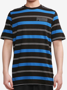 Puma/彪马正品秋冬季新款休闲条纹圆领男子短袖T恤  845576-51