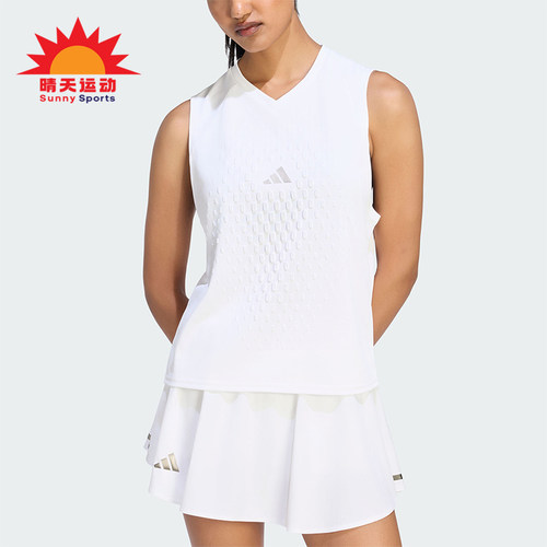Adidas/阿迪达斯正品女士运动舒适透气V领无袖背心上衣KY1370