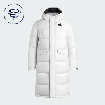 Adidas/阿迪达斯正品2025男士户外长款保暖运动连帽羽绒服KE5406