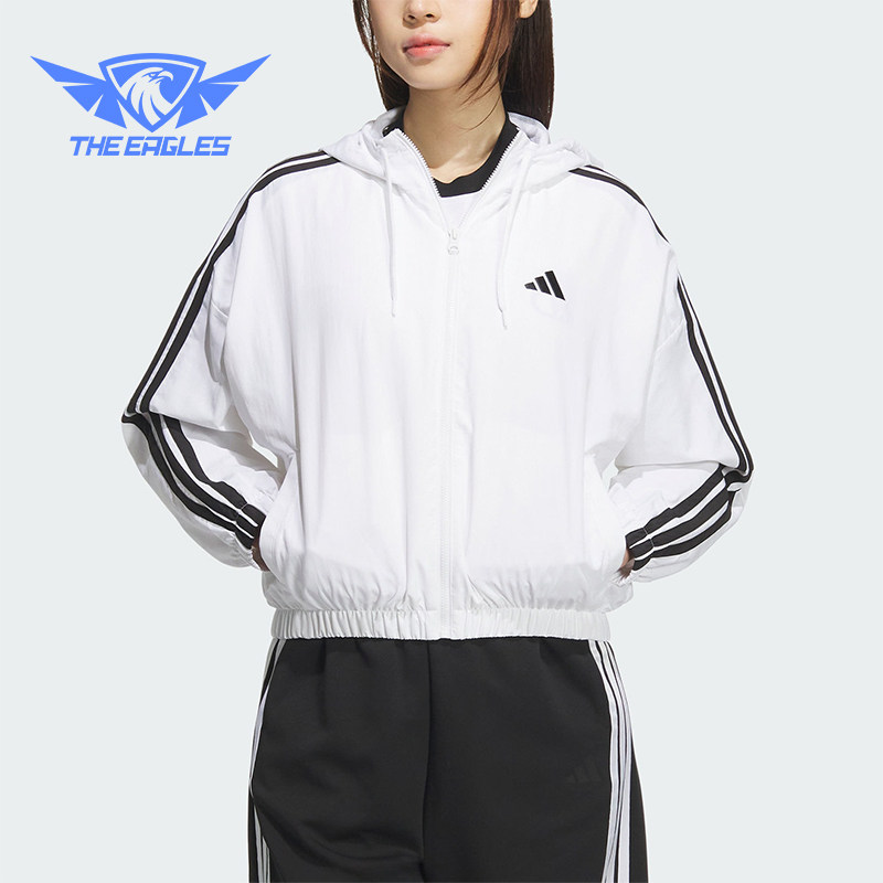 Adidas/阿迪达斯正品W 3S WV WB女士运动短款条纹外套JZ2161图片